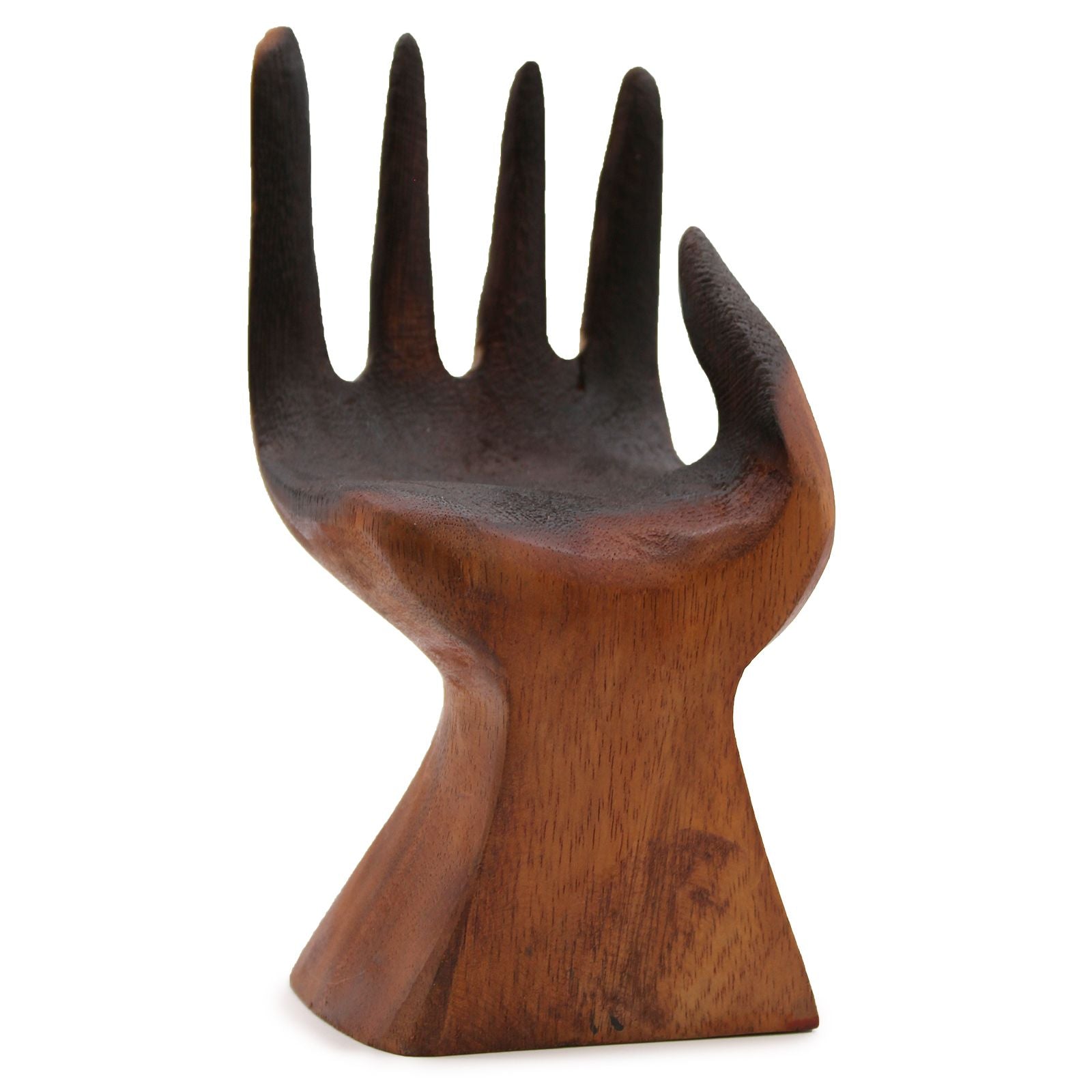 Carved Hand with Molten Glass Bowl | Molten Glass Decor