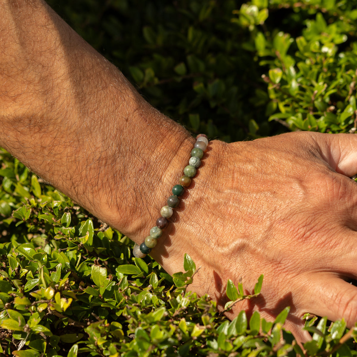 Petite Power Bracelet (17cmx6mm) - Moss Agate