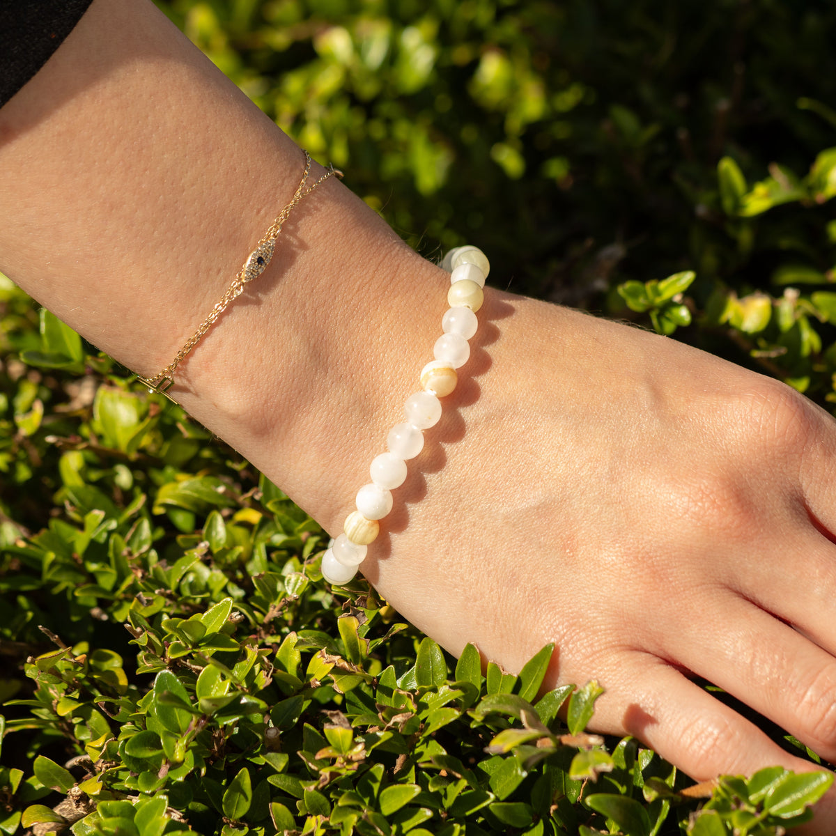 Petite Power Bracelet (17cmx6mm) - Moon Jade