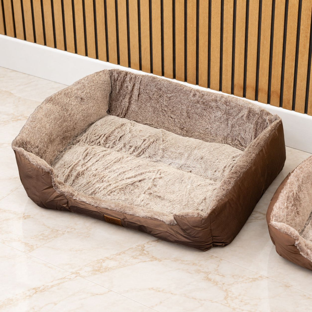PAW Bed – Medium Plush Teddy Brown – 70 × 55 × 18cm