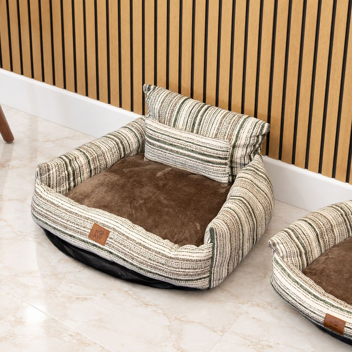 PAW Bed – Medium Sofa – Brown Stripes – 60 × 60 × 28cm