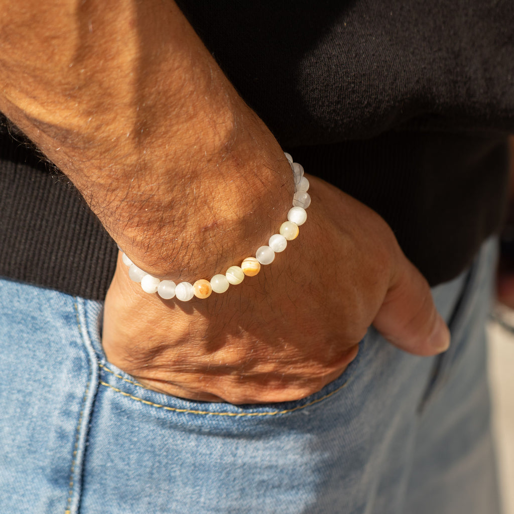 Petite Power Bracelet (17cmx6mm) - Moon Jade
