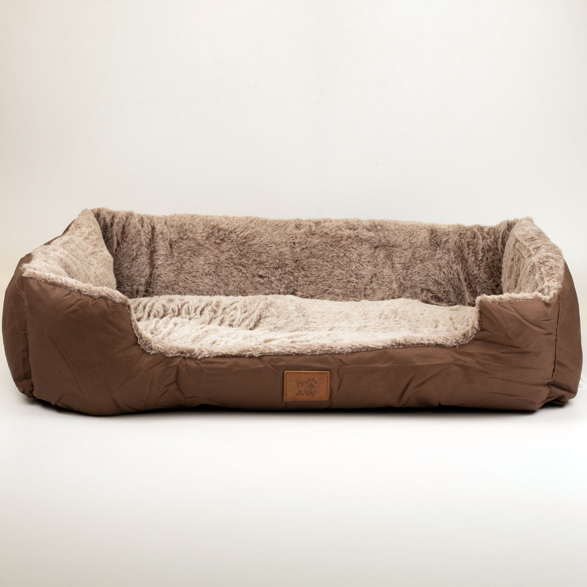 PAW Bed – Medium Plush Teddy Brown – 70 × 55 × 18cm